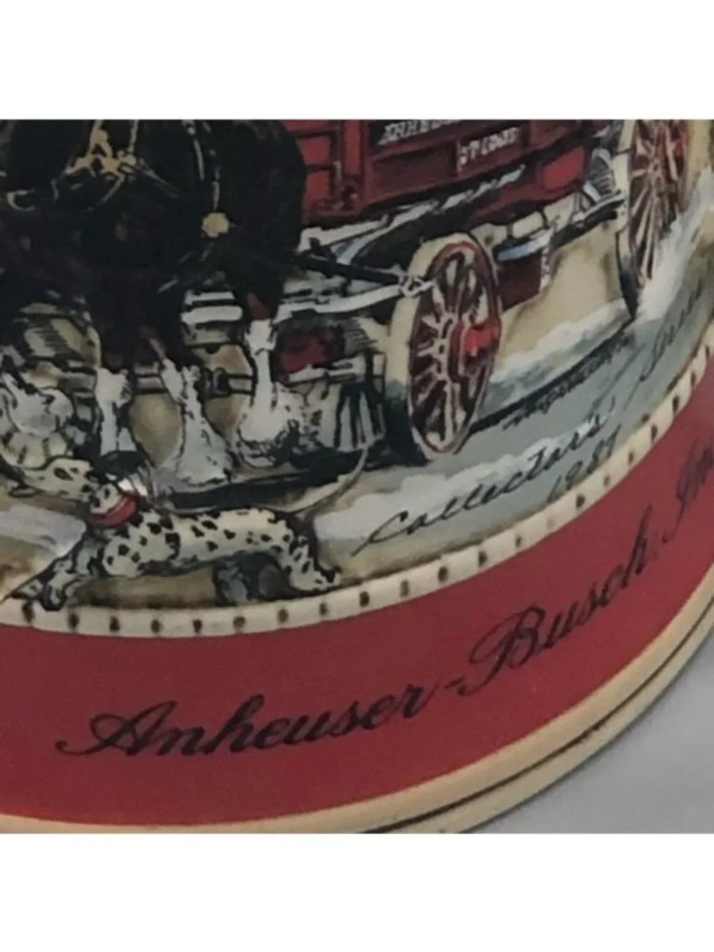 Budweiser clydesdales Christmas collector mug stine 6.5